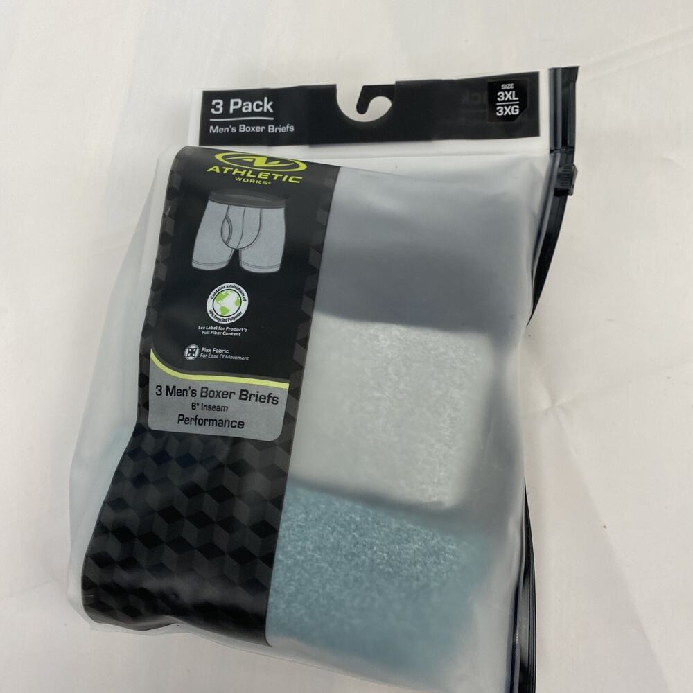 3-Pairs Athletic Works Men’s Performance Mesh Boxer Briefs 3XL/ 3XG
